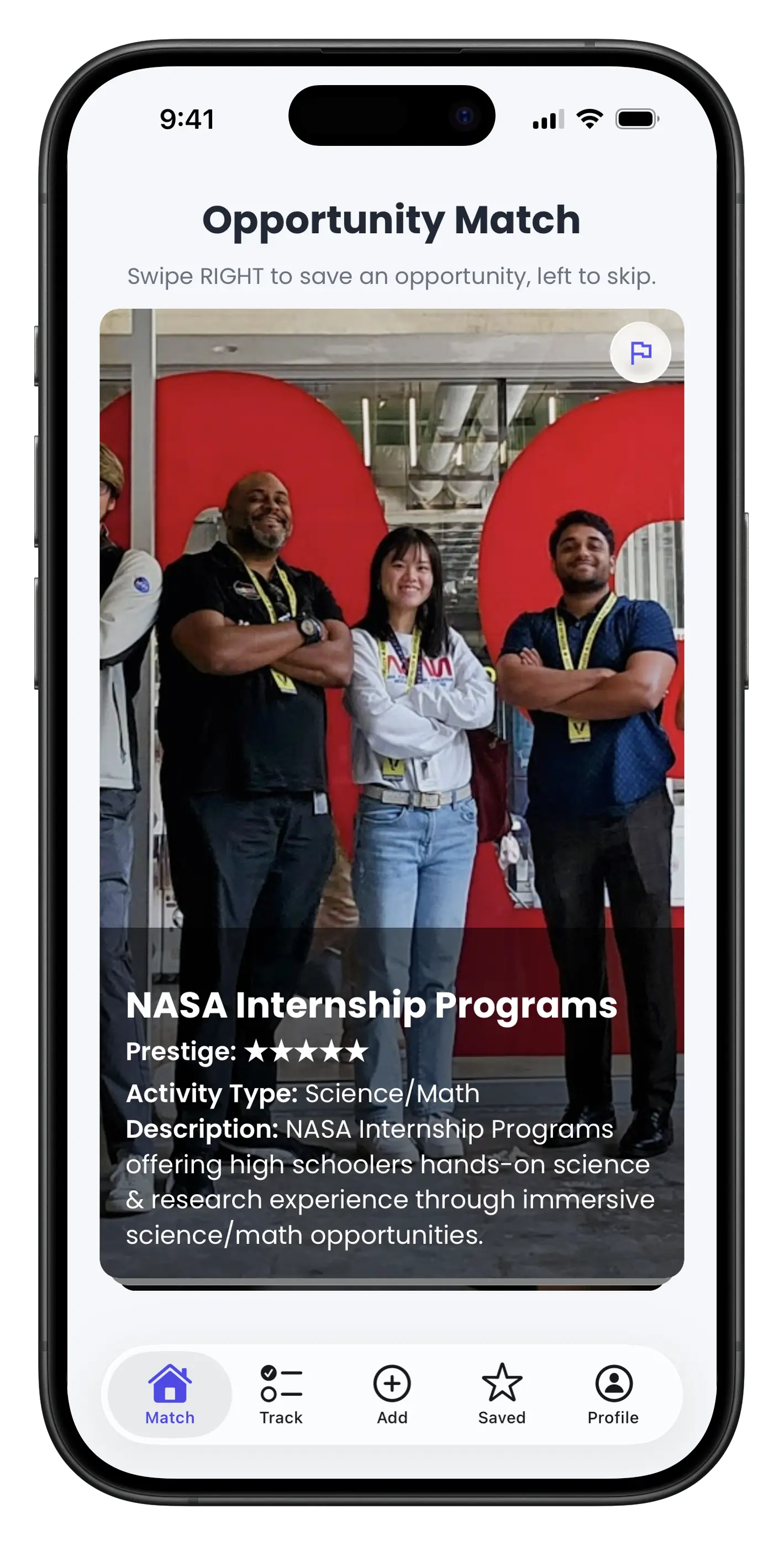 EC-AI app screenshot showing personalized opportunities feature